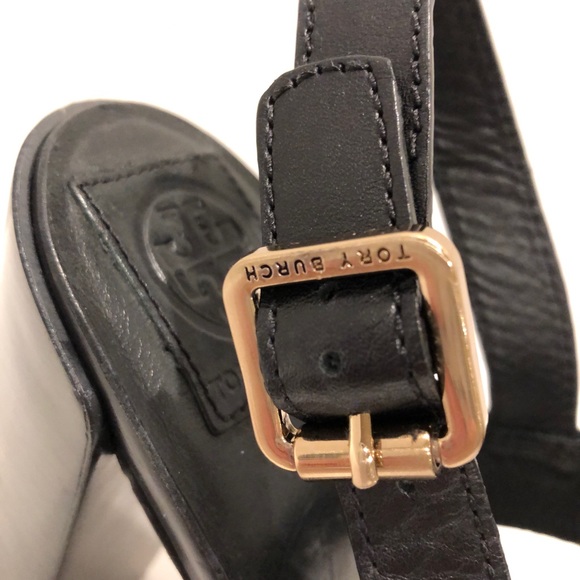 Tory Burch Fletcher Sandal Black Leather Size 8.5 - Picture 5 of 8